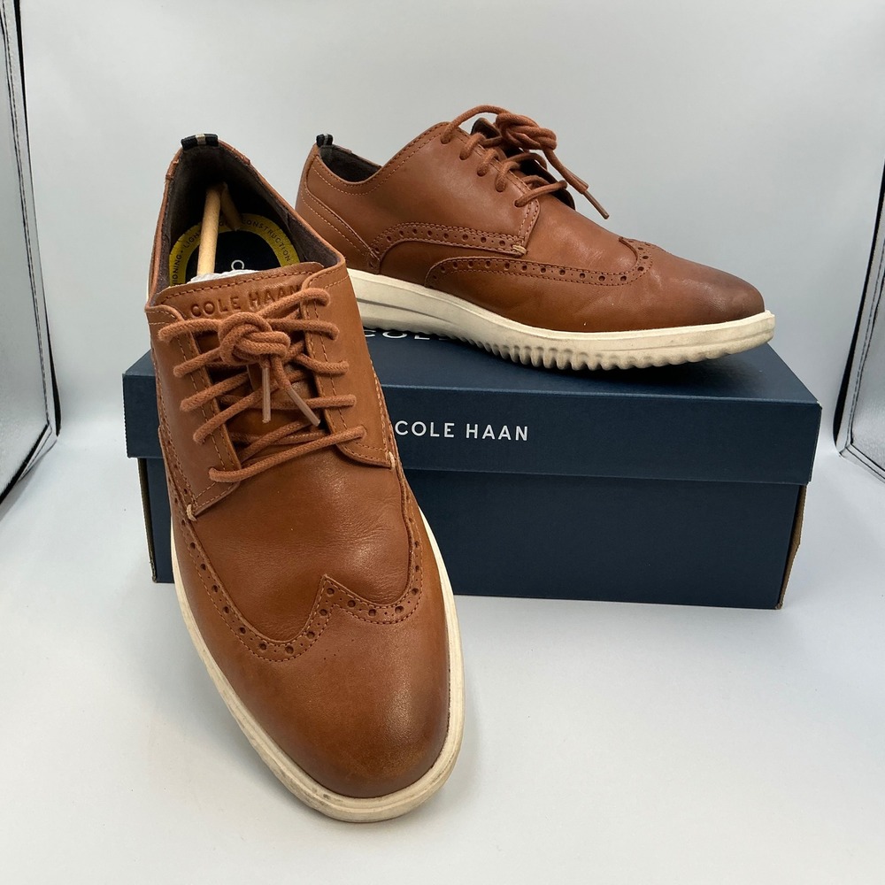 Cole Haan Grand Crosscourt II Mens Leather Wingtip Oxford Dress Shoes Tan 9M